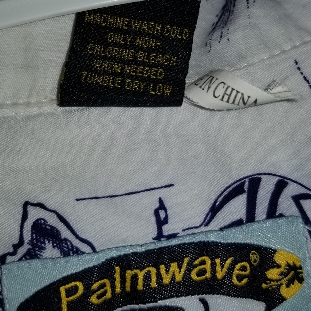 Palmwave Short Sleeve 100% Cotton Hawaiian Button Up Label Reads Size Small - Picture 9 of 12